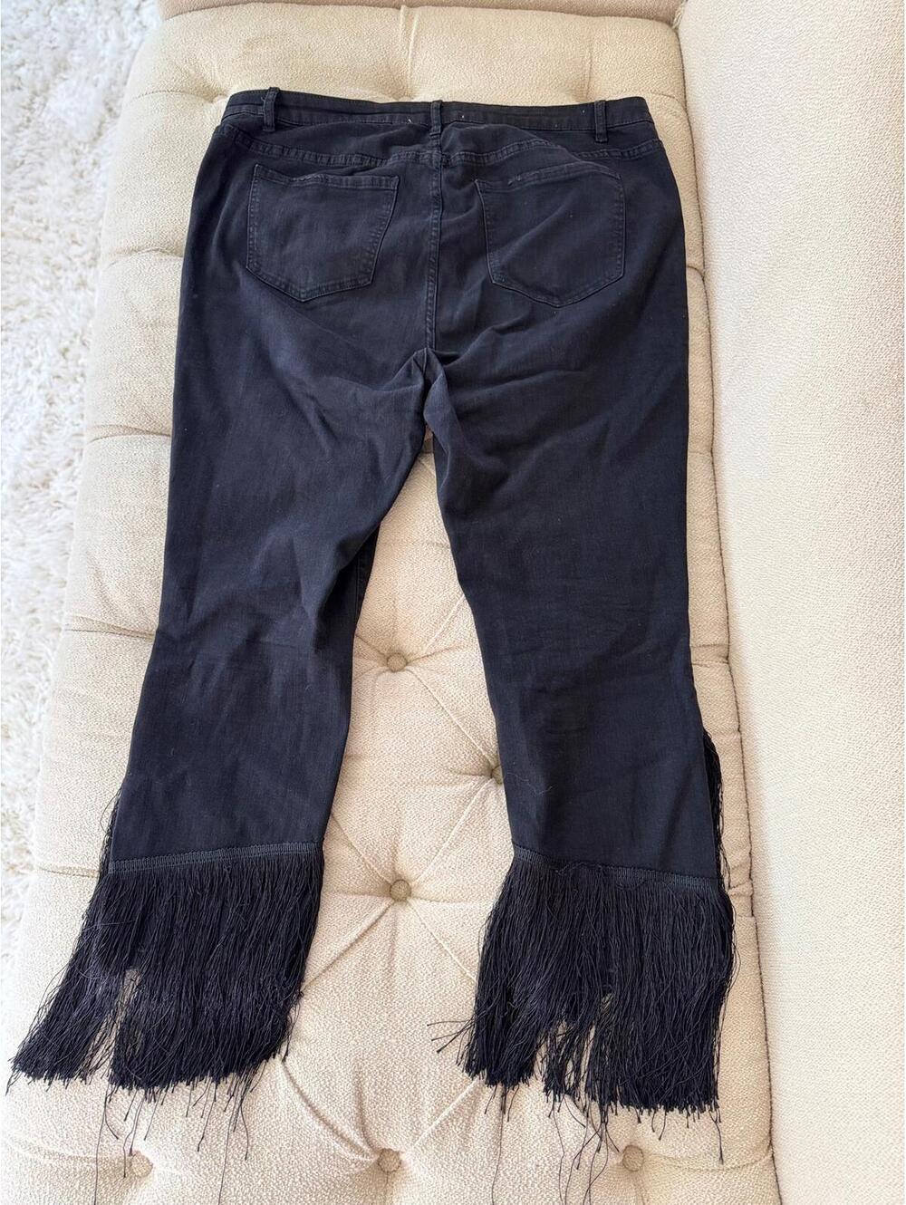 Eloquii Black Fringe Cuff Jeans - Size 20 - Picture 4 of 5